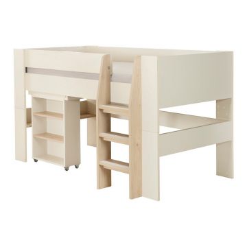 Pat pentru copii bej înalt cu spațiu de depozitare fără somieră 90x200 cm Studio – Roba