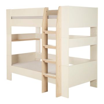 Pat pentru copii bej supraetajat fără somieră 90x200 cm Double – Roba