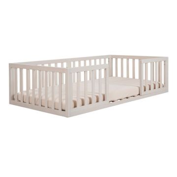 Pat pentru copii gri deschis cu somieră 70x140 cm – Roba