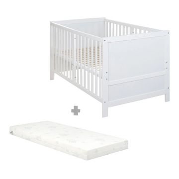 Pătuț alb cu înălțime reglabilă 70x140 cm Easy Sleep – Roba