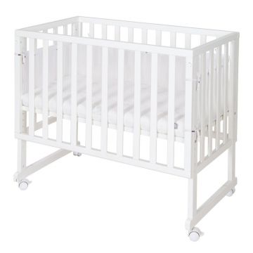 Pătuț alb cu înălțime reglabilă/cu roți 90x45 cm – Roba