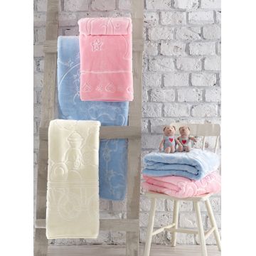 Patura bebelusi, L'essentiel Maison, Emboss Baby, Poliester, Albastru Patura bebelusi, L'essentiel Maison, Emboss Baby, Poliester, Albastru