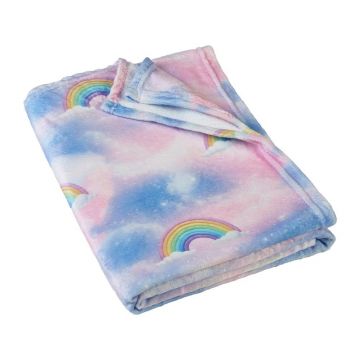 Pătură pentru copii albastră/roz din micropluș/cocolino 130x170 cm Candy Unicorn – Catherine Lansfield