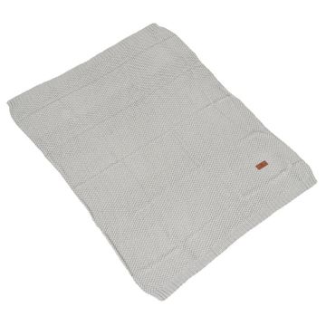 Paturica tricotata pentru bebelusi bumbac si fibre bambus Cangaroo Popcorn Gri 80x110 cm