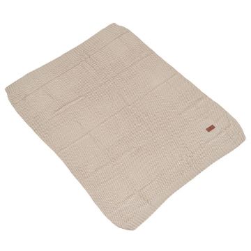 Paturica tricotata pentru bebelusi bumbac si fibre bambus Cangaroo Popcorn Maro 80x110 cm