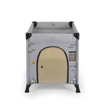 Patut pliabil 2in1 Cangaroo Playhouse Gri 124x63x126 cm cu doua nivele,saltea pliabila inclusa,roti cu frane,intrare cu fermoar,acoperis si geanta transport incluse