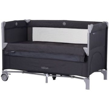 Patut pliabil Chipolino Relax anthracite linen cu laterala culisanta Patut pliabil Chipolino Relax anthracite linen cu laterala culisanta