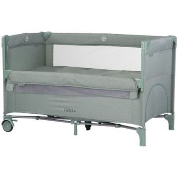 Patut pliabil Chipolino Relax basil linen cu laterala culisanta Patut pliabil Chipolino Relax basil linen cu laterala culisanta