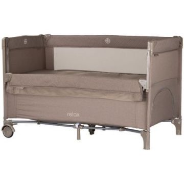 Patut pliabil Chipolino Relax tiramisu linen cu laterala culisanta Patut pliabil Chipolino Relax tiramisu linen cu laterala culisanta