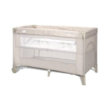 Patut pliabil, Lorelli Carina, 2 nivele, deschidere laterala cu fermoar, prevazut cu roti cu frana, Beige Stars