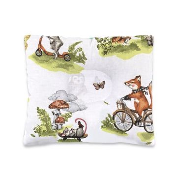 Perna bebelus, Qmini, Profilata, Cu functie anti-soc, Pufoasa, Din bumbac, Material certificate Oeko Tex Standard 100, 23x26 cm, Fox on bikes Natural
