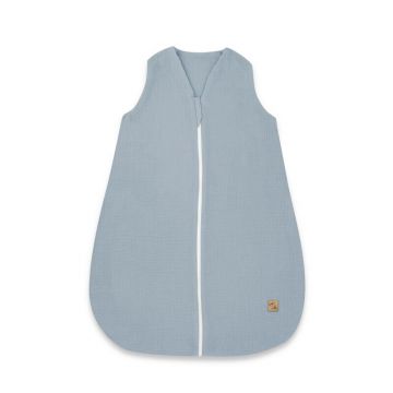Sac de dormit, Qmini, Cu fermoar, Pentru bebelusi, De iarna, Din muselina dubla, 70 cm, Material certificat Oeko Tex Standard 100, Jeans