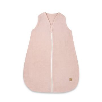 Sac de dormit, Qmini, Cu fermoar, Pentru bebelusi, De iarna, Din muselina dubla, 70 cm, Material certificat Oeko Tex Standard 100, Powder Pink