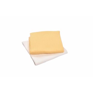 Set 2 museline bumbac organic alb galben 80x80 cm