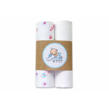 Set 2 scutece pentru bebelusi EgaKids, reutilizabile, cu fibra de bambus, dimensiune 70 x 80 cm, model Flowers