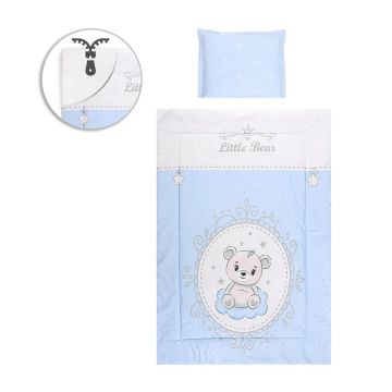 Set lenjerie de pat 5 piese Lorelli Cosy 2024 Bear Blue