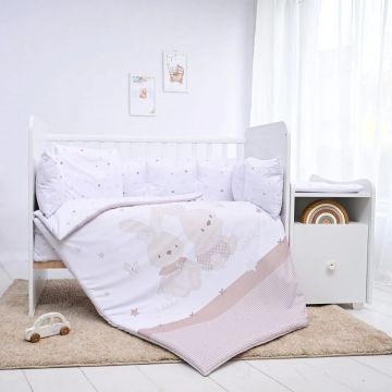 Set lenjerie de pat 5 piese Lorelli Trend Ranforce 2025 Honey Bunny Beige