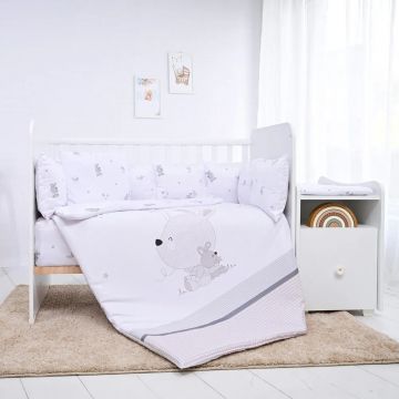Set lenjerie de pat 5 piese Lorelli Trend Ranforce 2025 ittle Rabbits Gray