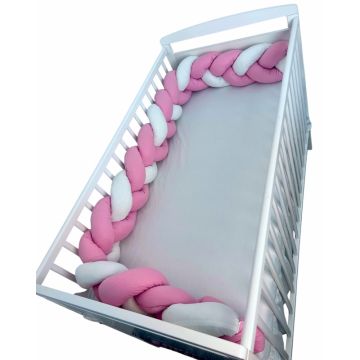 Aparatoare impletita in 3 din bumbac, lungime 240 cm Roz