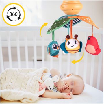 Carusel muzical cu telecomanda pentru patut Birds