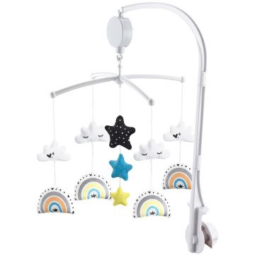 Carusel muzical pentru patut Chipolino Sky cu prindere universala si jucarii detasabile