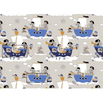 Lenjerie patut 120x60 cm cu 4 piese Nichiduta Pirat