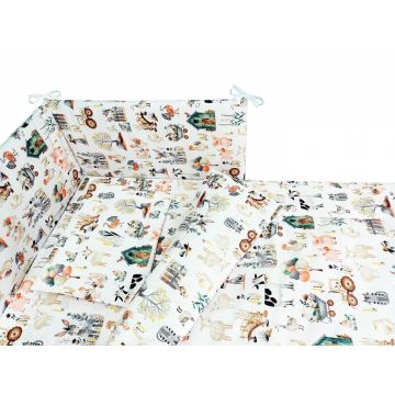 Lenjerie patut bebe din bumbac cu 4 piese Ferma