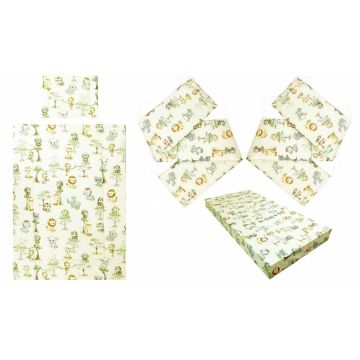 Lenjerie patut bebe din bumbac cu 5 piese Monkey