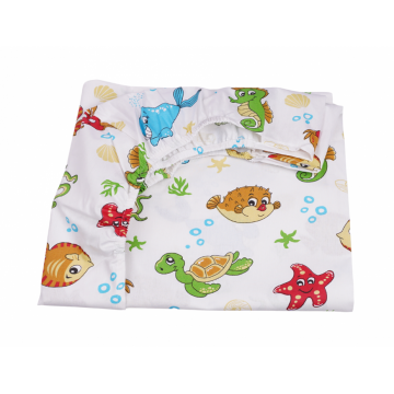 Lenjerie patut cu 3 piese 120x60 cm din bumbac model Animale acvatice
