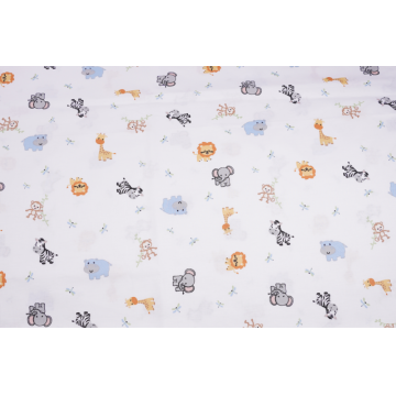 Lenjerie patut cu 3 piese 120x60 cm din bumbac model Animalute safari