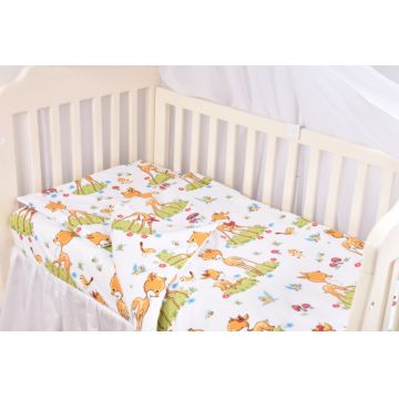 Lenjerie patut cu 3 piese 120x60 cm din bumbac model Caprioare