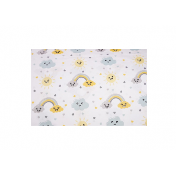 Lenjerie patut cu 3 piese 120x60 cm din bumbac model Curcubee si norisori