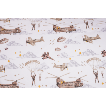 Lenjerie patut cu 3 piese 120x60 cm din bumbac model Soldatei maro