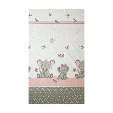 Lenjerie patut cu 3 piese 120x60 cm ElefantBirds Roz 104