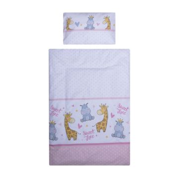 Lenjerie patut cu 5 piese 140x70 cm Hipo girafa