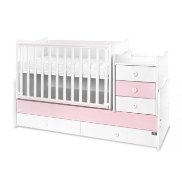 Mobilier Lorelli Maxi Plus Trio White Orchid Pink, transformabil, cu sistem de leganare, 70x160 cm