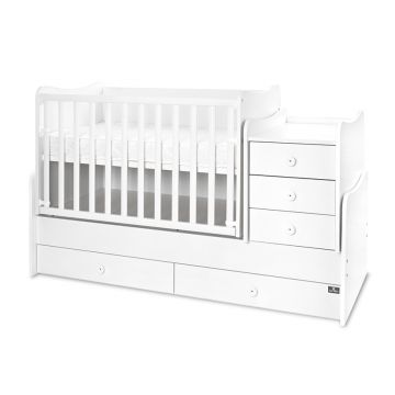 Mobilier Lorelli Maxi Plus Trio White, transformabil, cu sistem de leganare, 70x160 cm