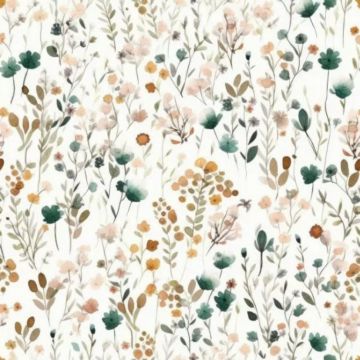 Paturica de iarna bumbac Mini flori smarald, Little Amy, 90 x 70 cm