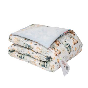 Paturica din catifea neteda si bumbac, 100 x 75 cm, Little Amy, Animale mini albastru