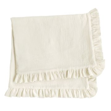 Paturica din Muselina cu volanase, 80 x 100 cm, Little Amy, Crem