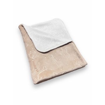 Paturica dubla din cocolino 110x140 cm Zoo alb bej