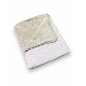 Paturica dubla din cocolino 110x140 cm Zoo roz pal bej