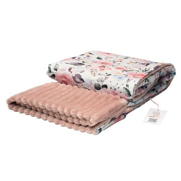 Paturica Minky 100 x 75 cm, Little Amy, Trandafiri de vara Roz