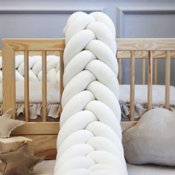 Protectie de pat impletita, MiniMini, Velvet Magic, Alb, 250 cm