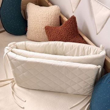 Protectie de pat impletita, MiniMini, Velvet Magic, Albastru deschis, Gri cu Alb, 300 cm