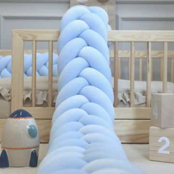 Protectie de pat impletita, MiniMini, Velvet Magic, Baby Blue, 500 cm