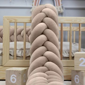 Protectie de pat impletita, MiniMini, Velvet Magic, Bej, 200 cm