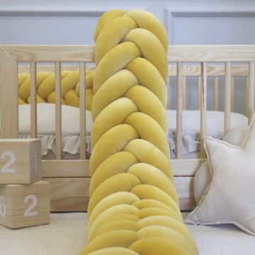 Protectie de pat impletita, MiniMini, Velvet Magic, Galben, 300 cm