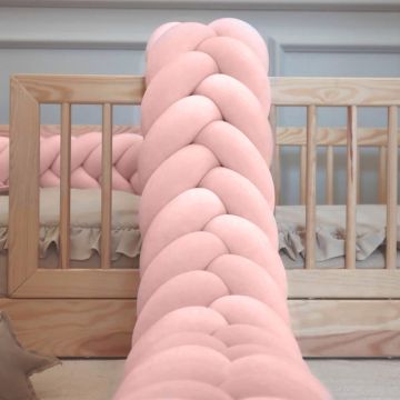 Protectie de pat impletita, MiniMini, Velvet Magic, Somon, 500 cm