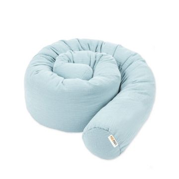 Protectie de pat tubulara, MiniMini, Muselina, Albastru deschis, 300 cm